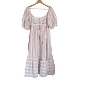 Easter Pink Striped Maxi Dress